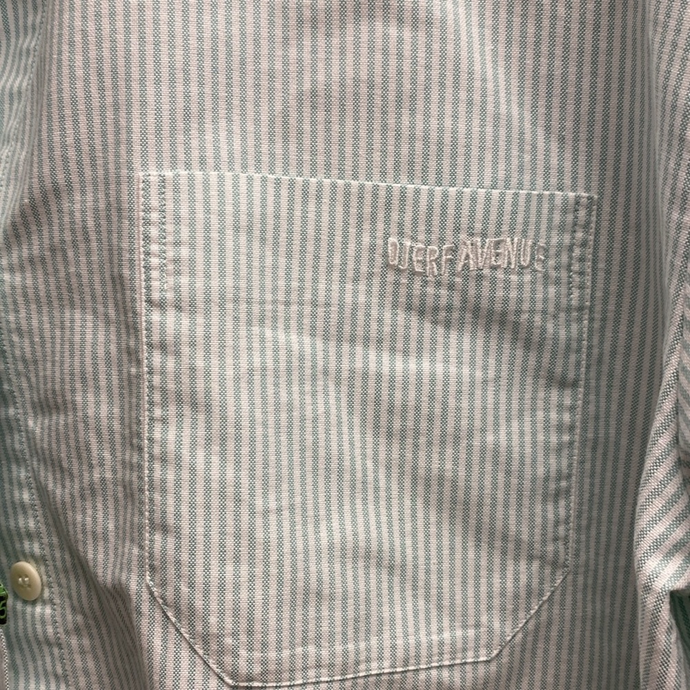 Djerf Avenue Breezy Shirt Green Stripe Button Down Size Small - Picture 5 of 14